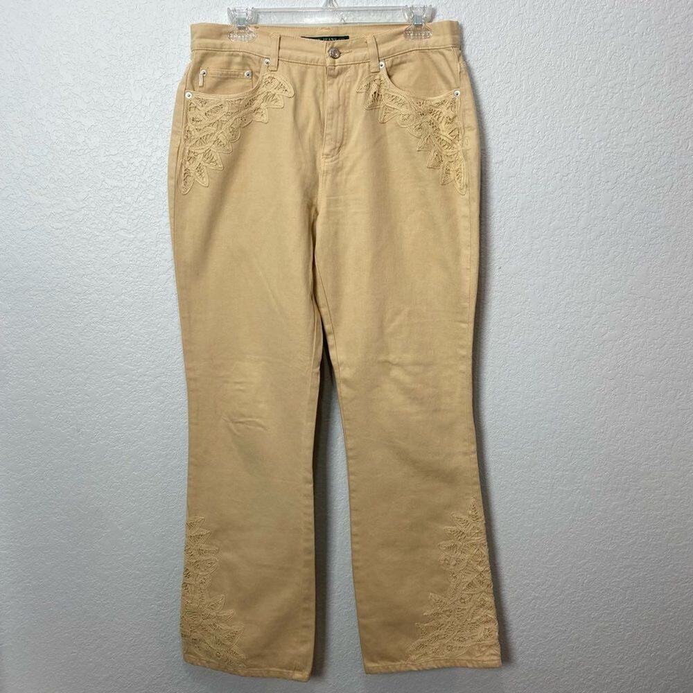 Lauren Jeans Co. By Ralph Lauren Lace Embellished Denim Jeans Size 8